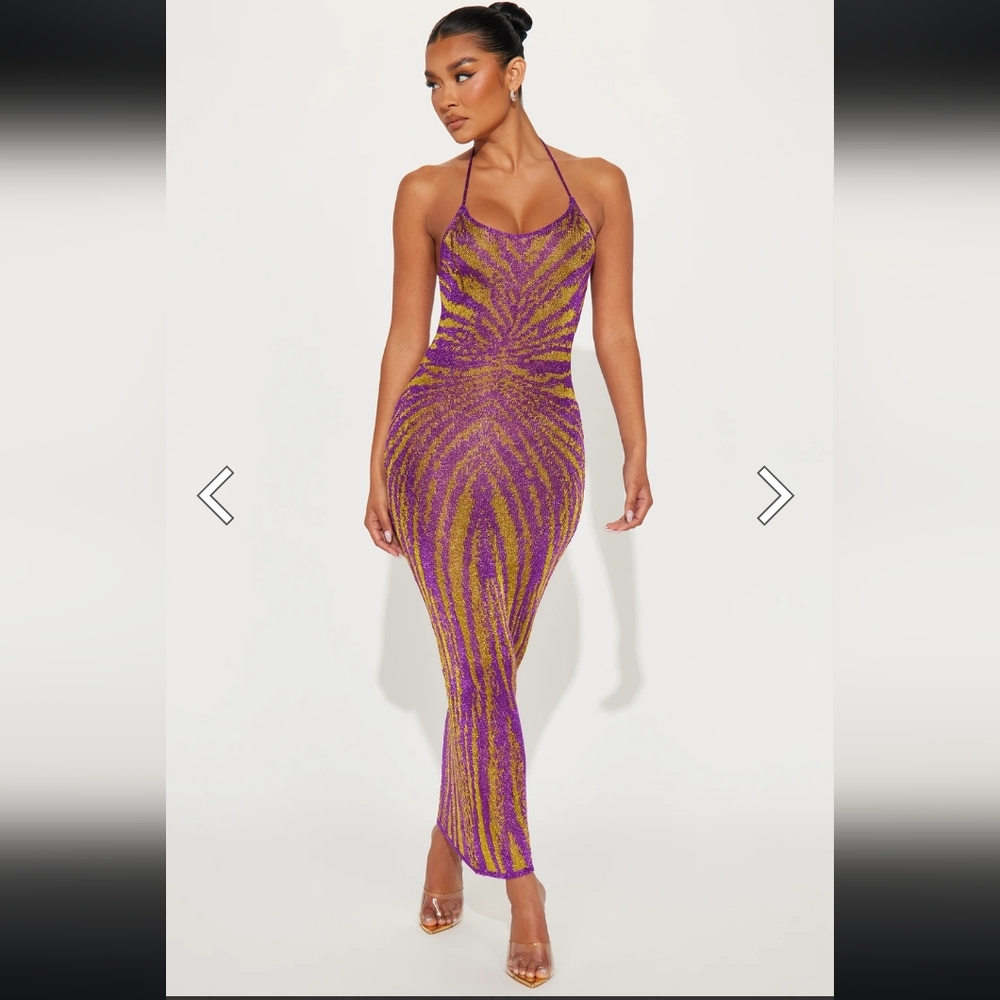 Dress Leila Crochet Maxi Dress - Purple/combo